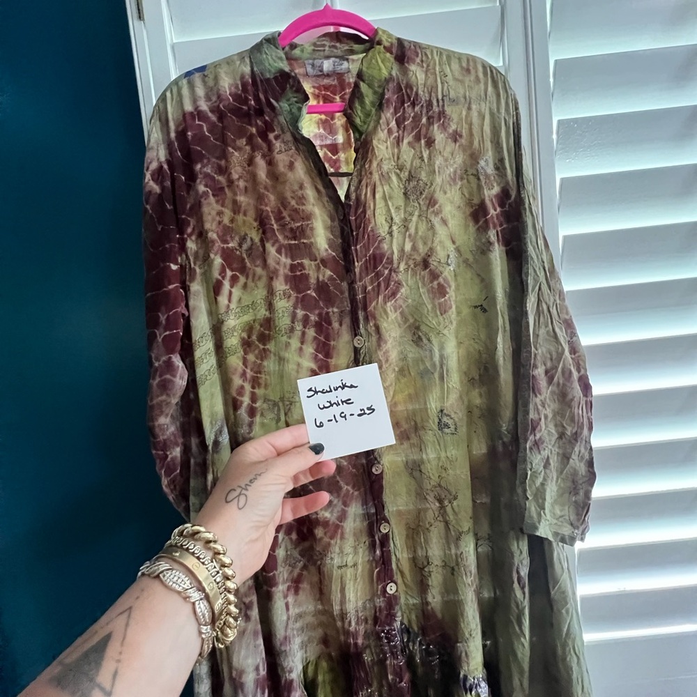 Kantha Bae Utopia tie-dye embroidered duster OS 2-22